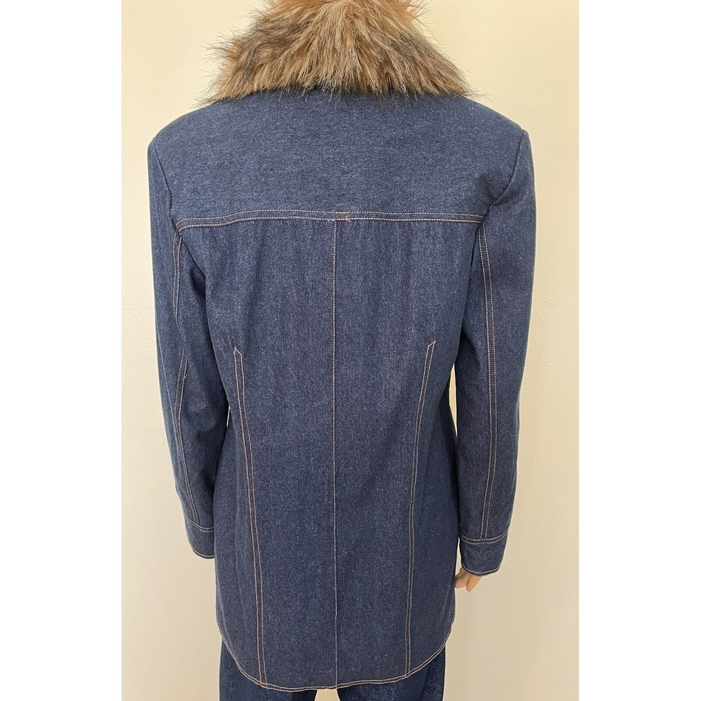 Vintage 80s Terry Lewis Denim Faux Trim Button Up Womens Blazer Jacket Size S - Picture 5 of 11